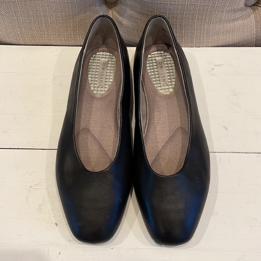 Com+sens Black Leather Delidda Ballet Flat - Picture 2 of 8